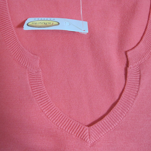TALBOTS CORAL PEACH ORANGE PINK SWEATER PS - Picture 4 of 6
